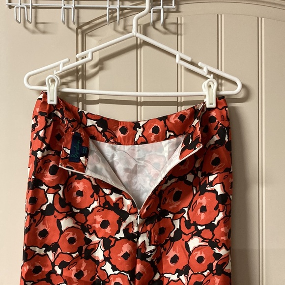 Boden Beautiful Silk Pencil Skirt Lined Pleats Floral Zipper Back Vent - Picture 6 of 6